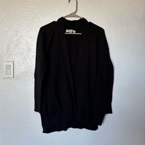 LOFT Black Open-Front Knit Cardigan